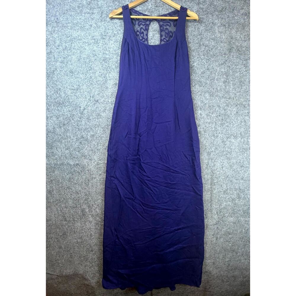 Vintage Scott McClintock Maxi Dress Women 12 Blue Evening 90s Elegant Minimalist